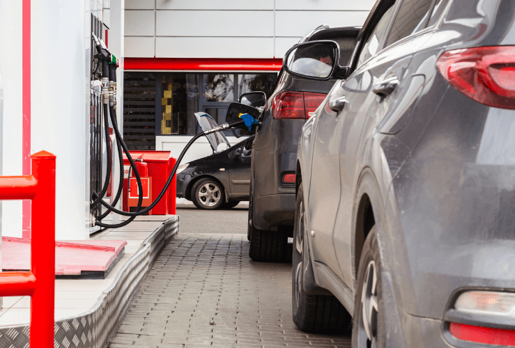 Busy petrol station