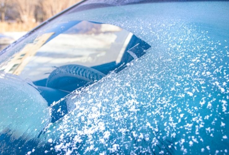 Windscreen that has not been properly cleared of ice