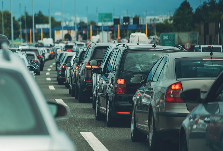 Large queue of vehicles on a motorway