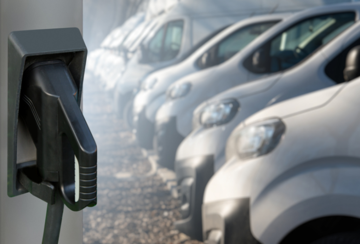 Image of an EV charger and electric vans