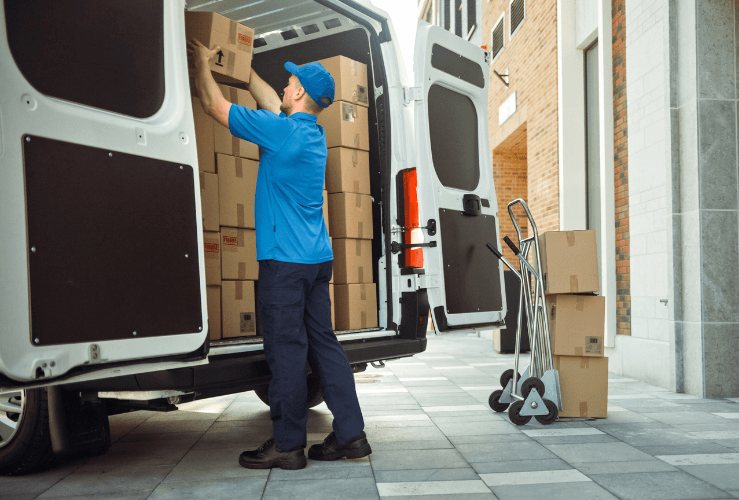 Courier van being loaded