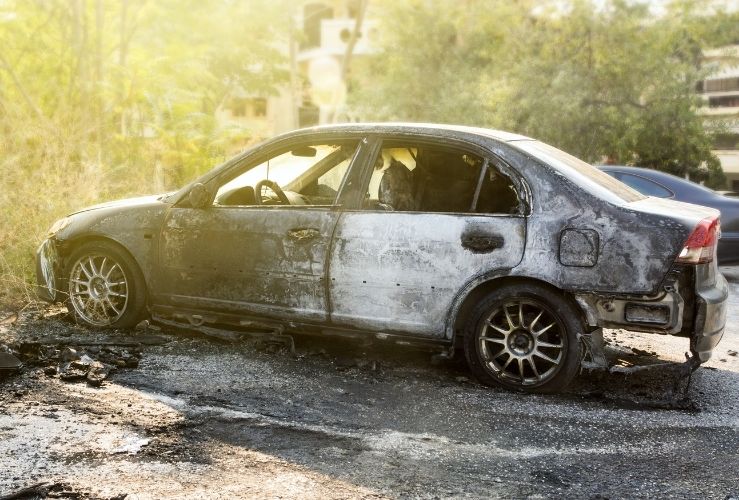 Burnt out abandoned car