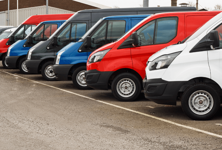 Row of parked vans