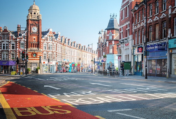 Bus lane on high street