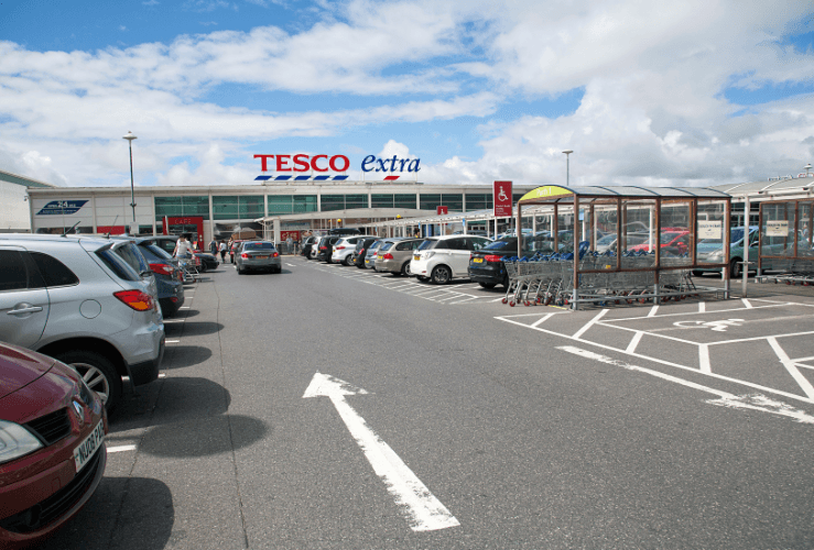 Blue Badge holder spaces at a Tesco car park, UK