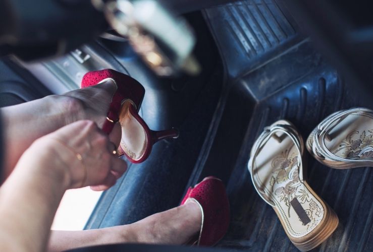 High heel in car