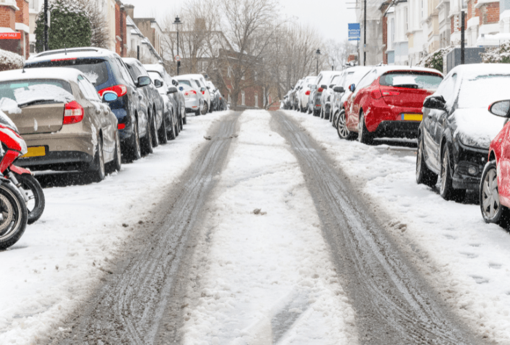 Snow covered road in UK