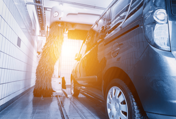 Van in car wash