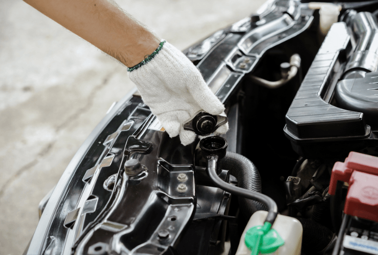 Checking car radiator water levels