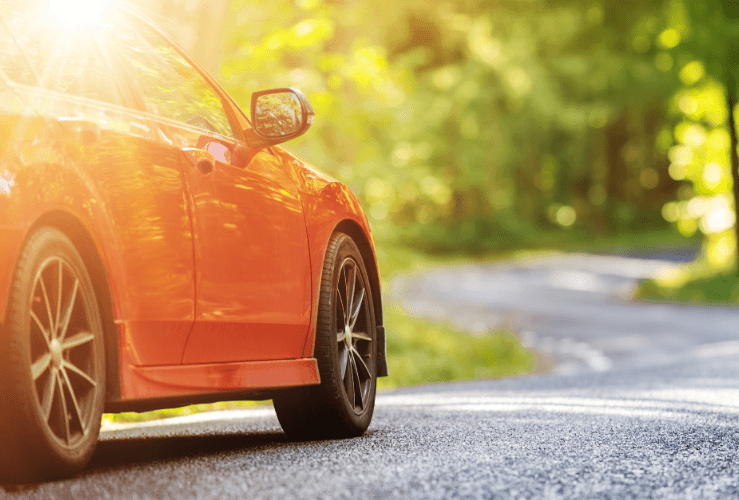 Driving car on a hot summer day