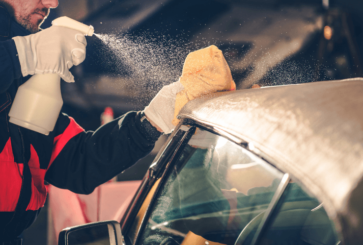 Convertible car roof cleaning