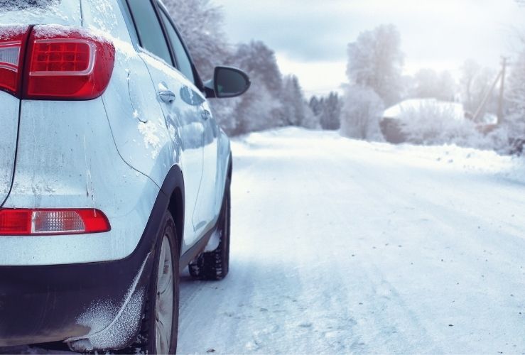 Car on snowy road