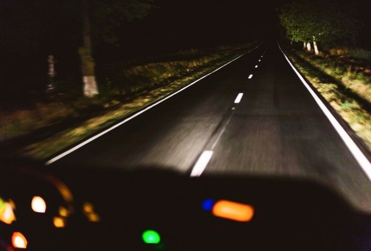 Driving on a country A Road at night