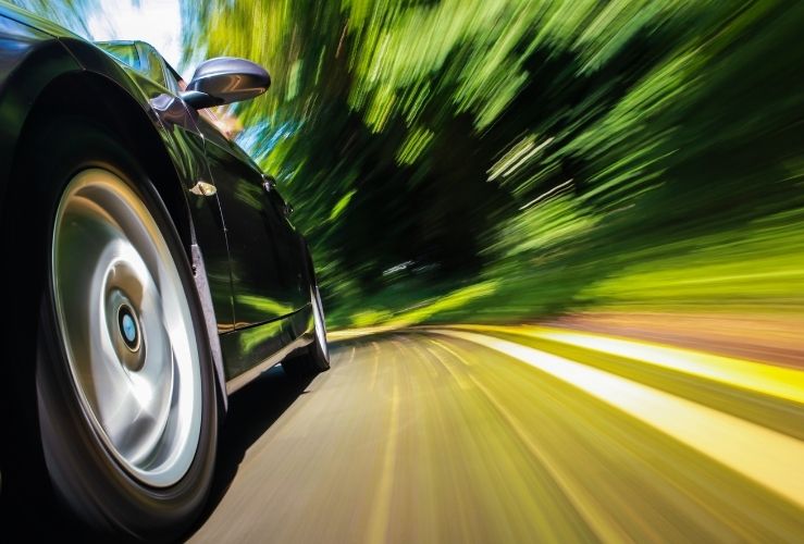 Sports car on a country road