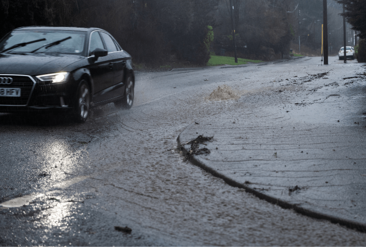 Driving in heavy rain